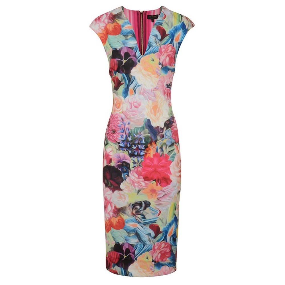 Ted Baker Odeela Floral Swirl Bodycon Dress US 10